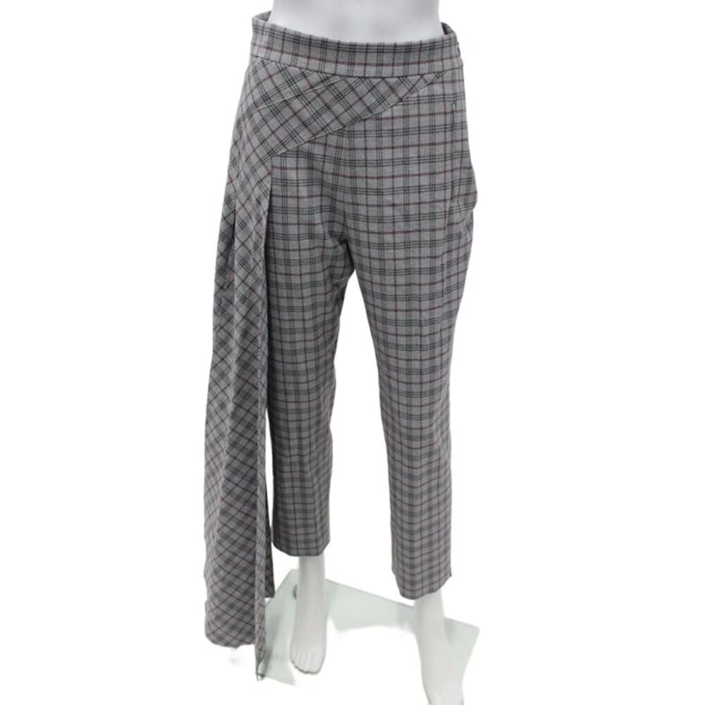 Hellessy Womens Cropped Plaid Pants Gray Zip Size 4
